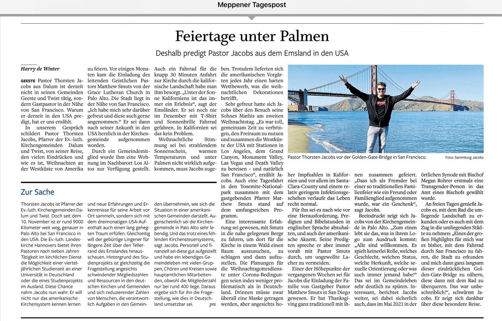 Presseartikel in der Meppener und Lingener Tagespost